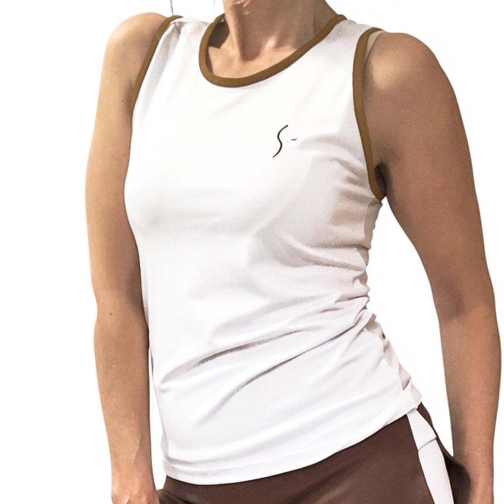 POLERA NALANI blanco/cafe